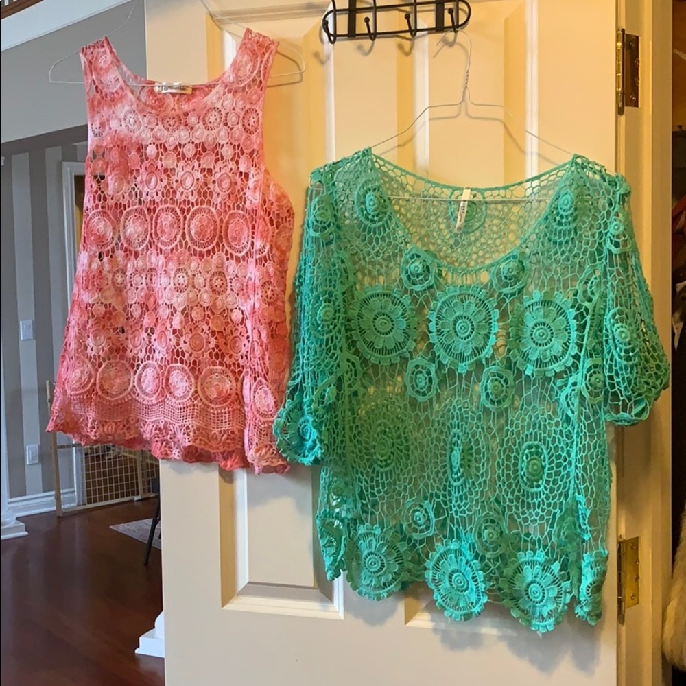 2 bright summer knit tops. Never worn.  $29